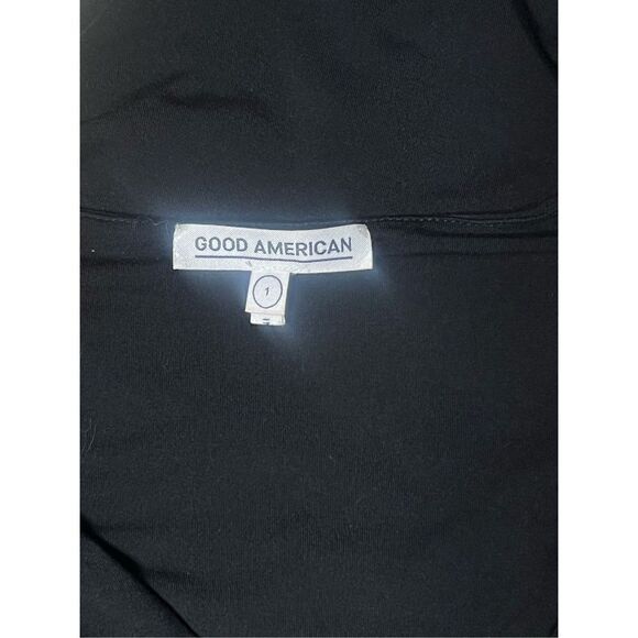 Good American Short Sleeve The Low Down Mini Black Bodycon LBD Dress XS - Picture 4 of 4
